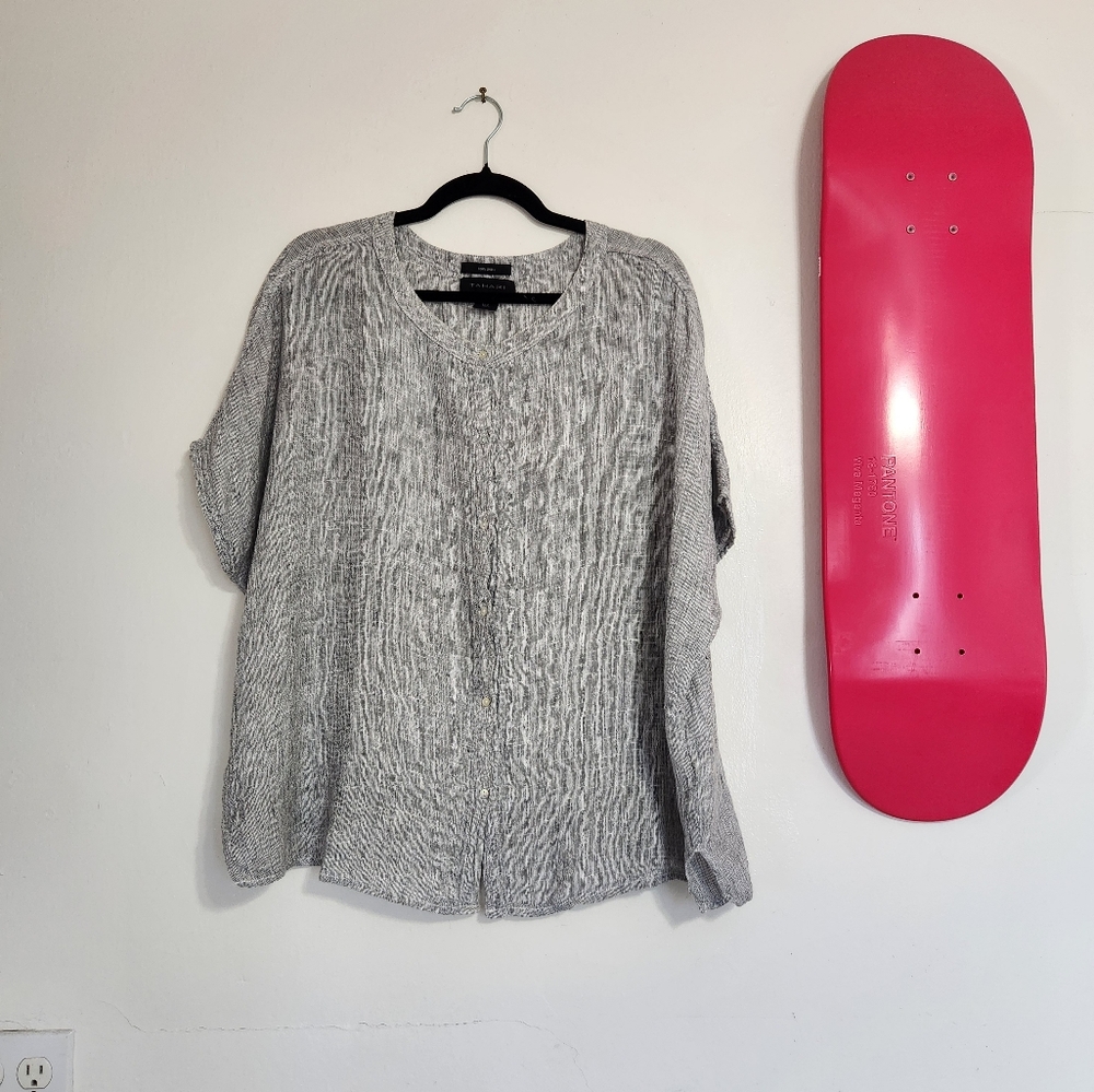 Gray Button-Up Blouse